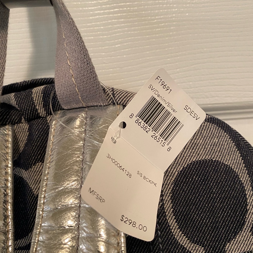 Coach Poppy Signature Denim/Silver Backpack - Picture 3 of 11